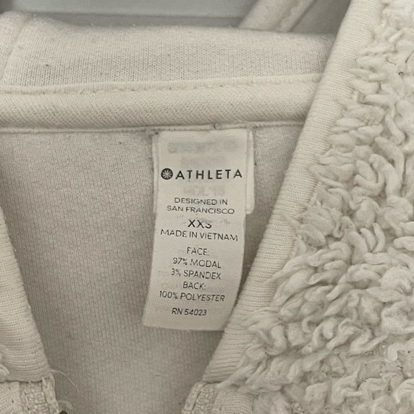 ATHLETA Women’s S Cozy Sherpa Reversible Cream Full Zip Jacket Hoodie - Picture 4 of 7